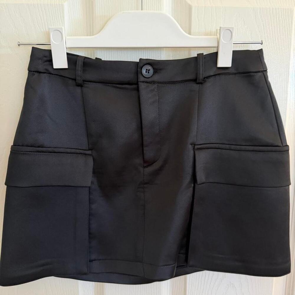 Zara black satin mini skirt